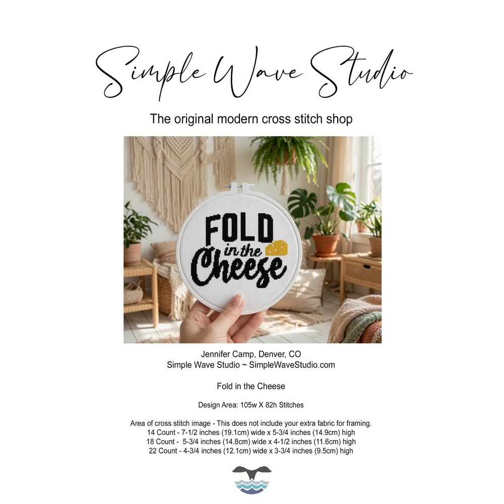 Schitt's Creek - Fold in the Cheese Quote - Counted Cross Stitch Pattern Chart